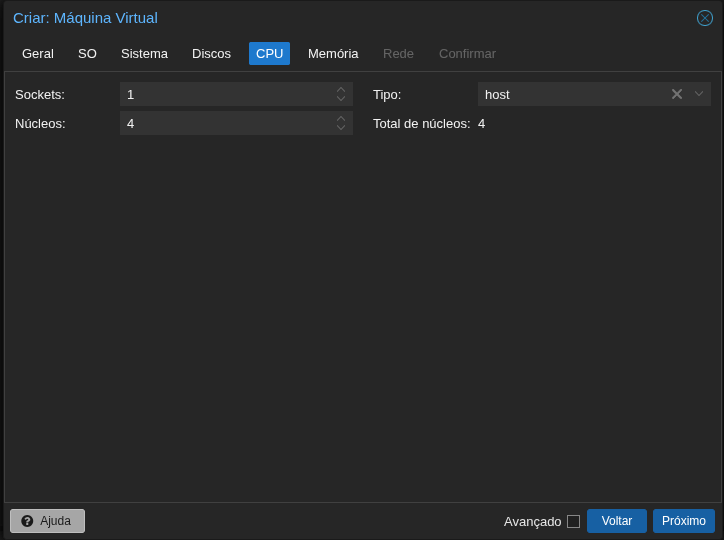Proxmox Create VM — CPU tab