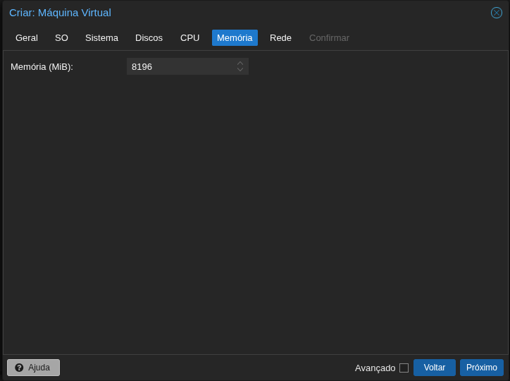 Proxmox Create VM — Memory tab
