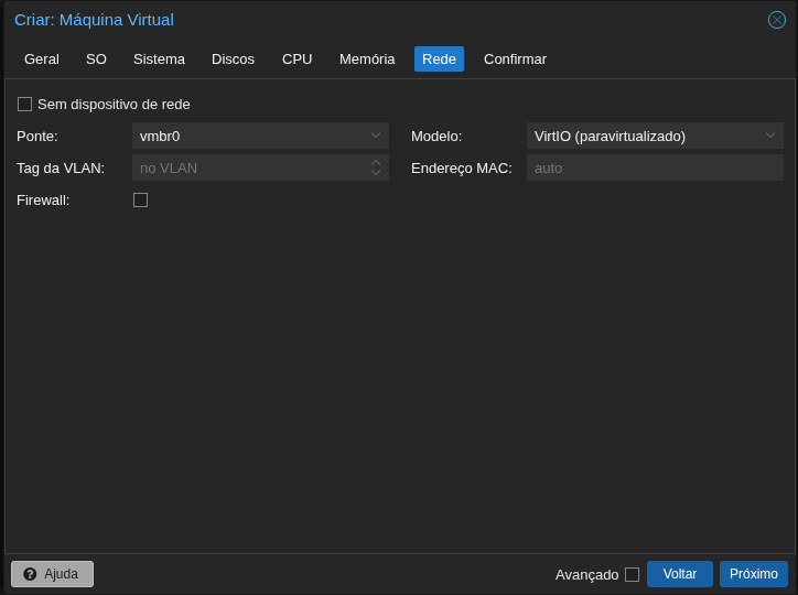 Proxmox Create VM — Network tab